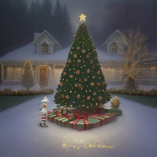 Illuminated Christmas Tree in Ethereal Heaven