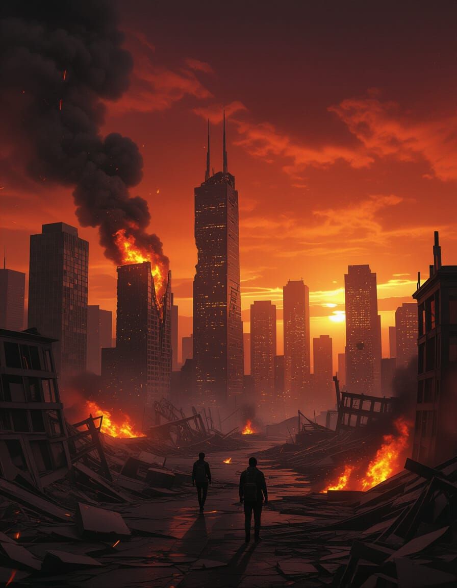 Dystopian Cityscape in Firestorm