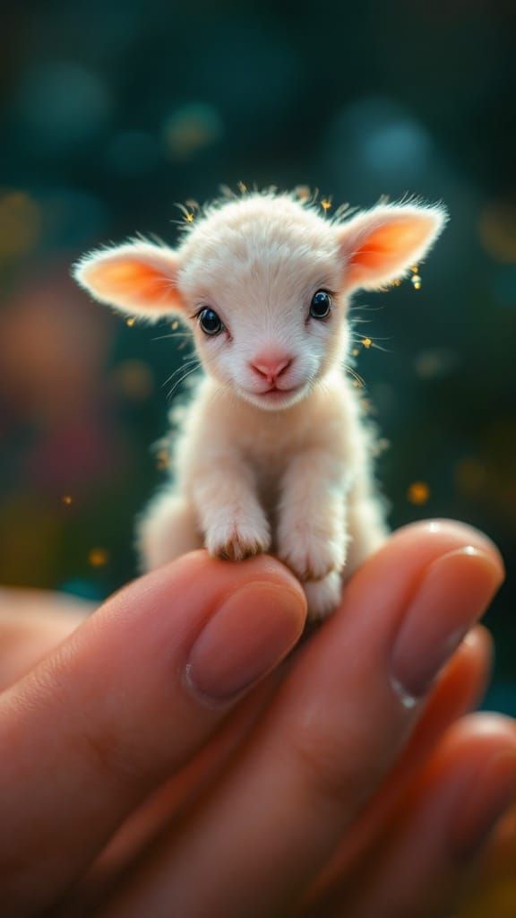 Tiny Lamb on Elegant Finger