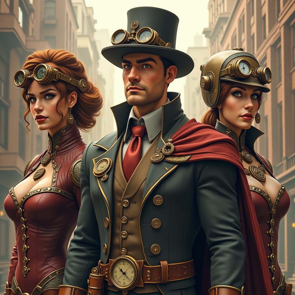 Steampunk Superheroes Reimagined with Clockwork Enhancements