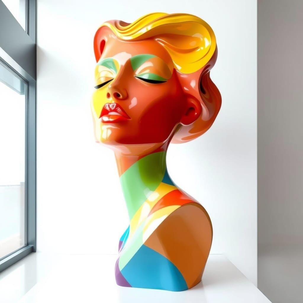 Vibrant Colors Abstract Female Form Sculpture