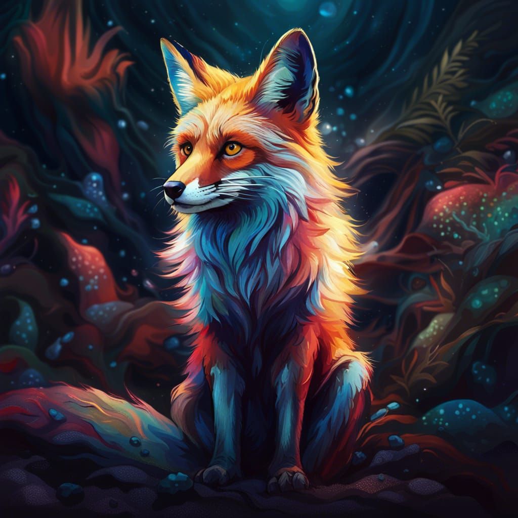 Cosmic Fox: Holographic Surrealism in Mixed Media