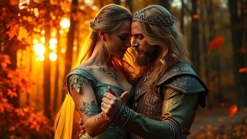 Enchanted Autumn Dance: A Mystical Impressionistic Scene