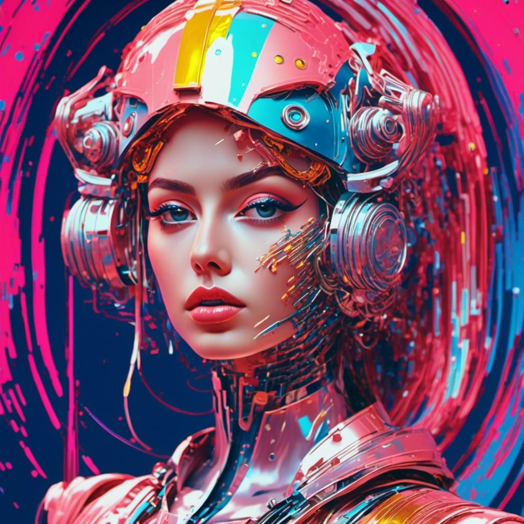 Abstract Glitch Art with Distorted Shapes