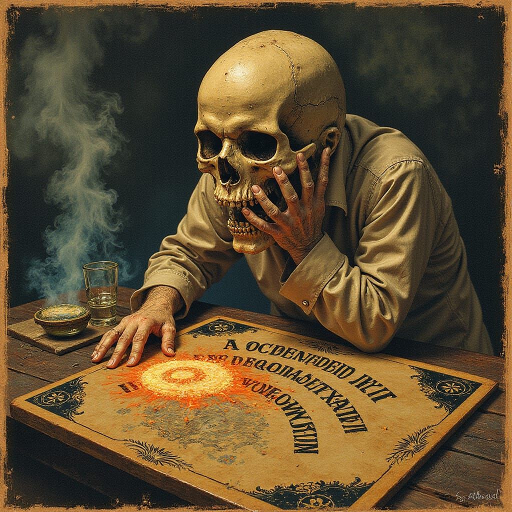 Eerie Golden Age Illustration: Ouija Board and Dread
