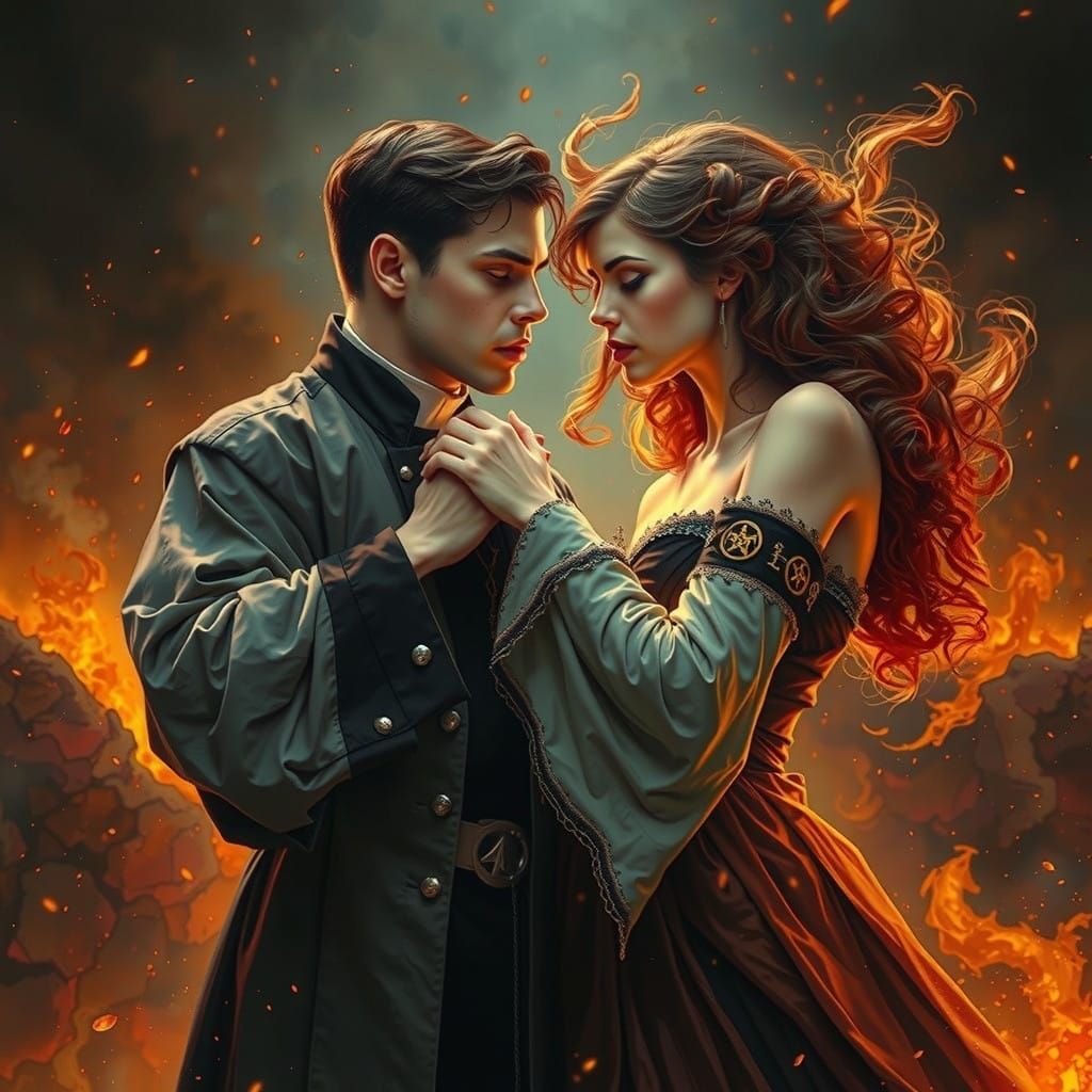 Dramatic Cleric vs Witch in a Fiery Vortex