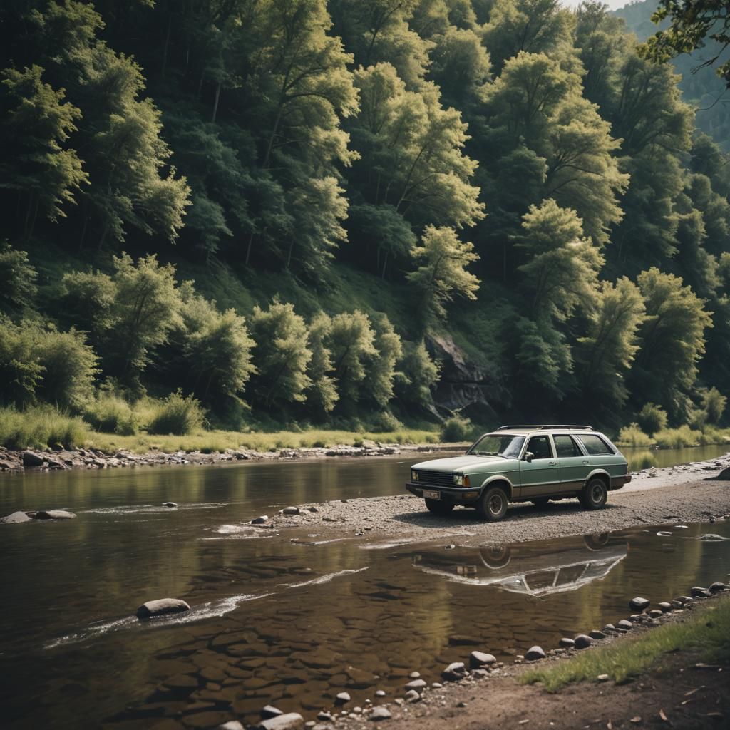 Cinematic Car by River Scene