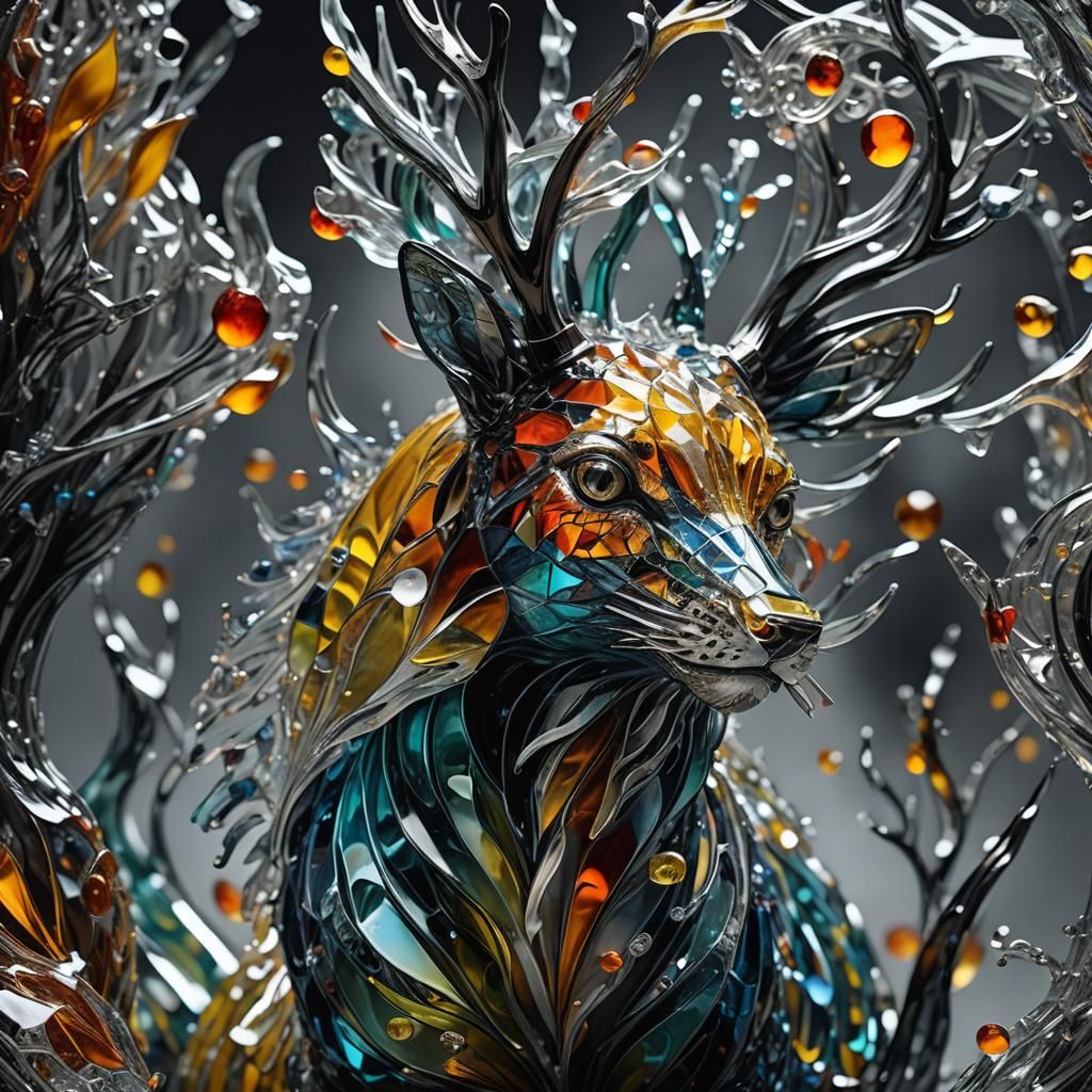 Hyperrealistic Glass Animal Sculpture in HDR