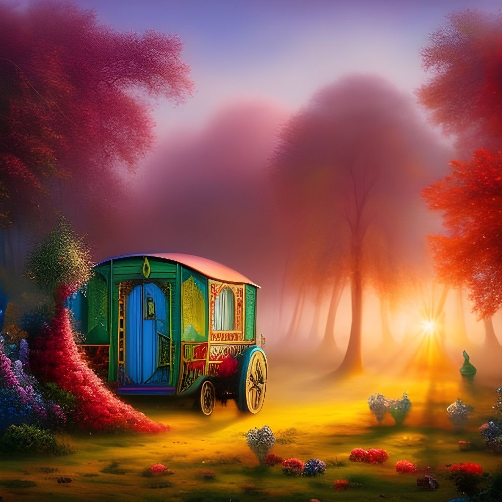 Ethereal Gypsy Caravan Interior in Farshchian Style