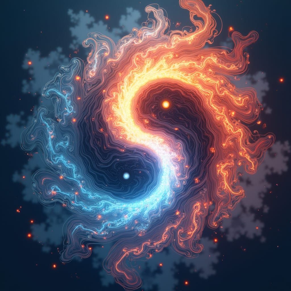 Yin Yang in Hyperrealistic Anime Style