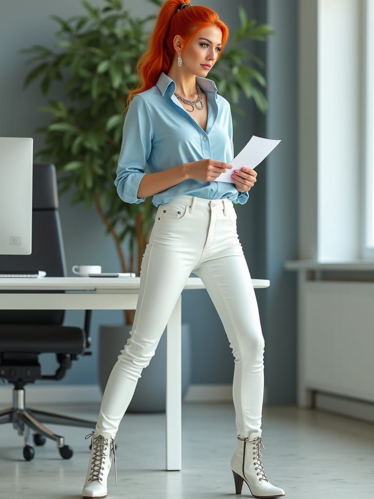 Confident Woman in Office Attire, Inspired by Bold Artistic ...