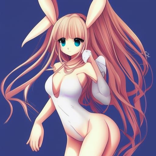 Anime Girl in Bunny Suit, Manga Style