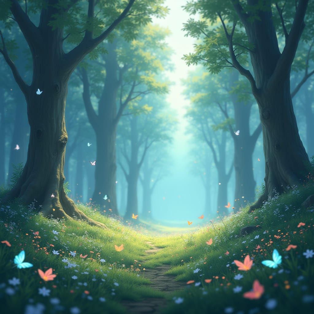 Enchanted Forest Clearing in Anime Style