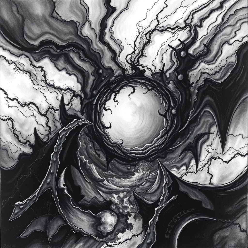 Darkness Swirls in Hyperdetailed Charcoal Drawing