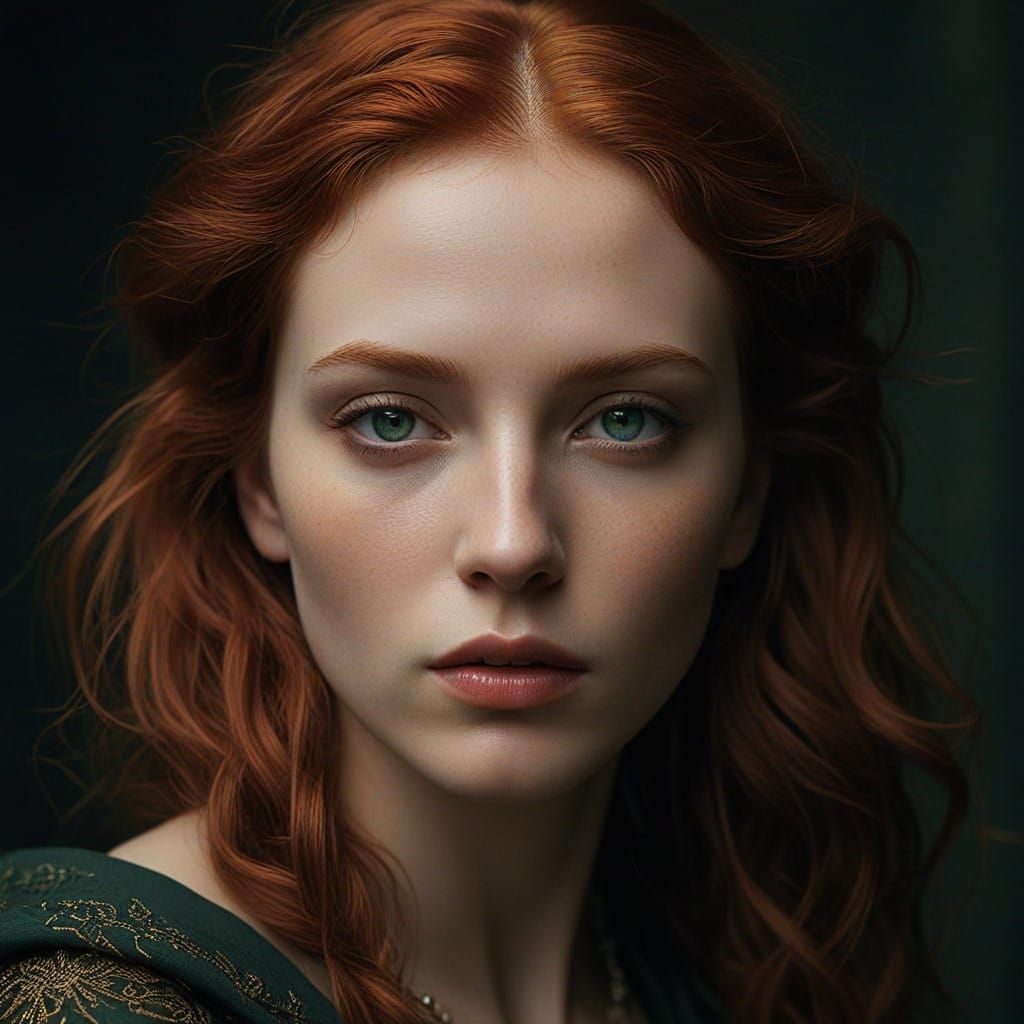 Luminous Portrait of a Red-Haired Beauty