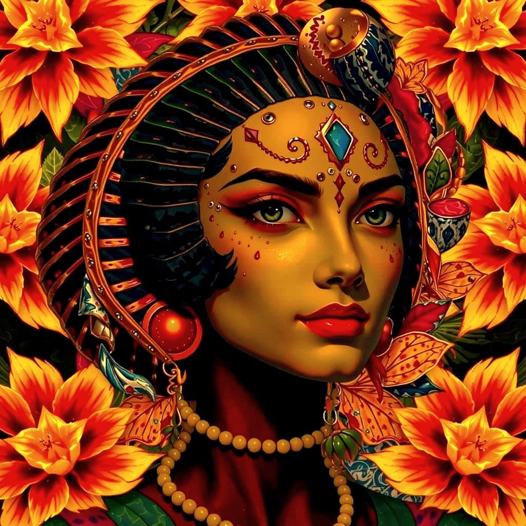 Botanical Tapestry: Hyperrealistic Fractured Flora