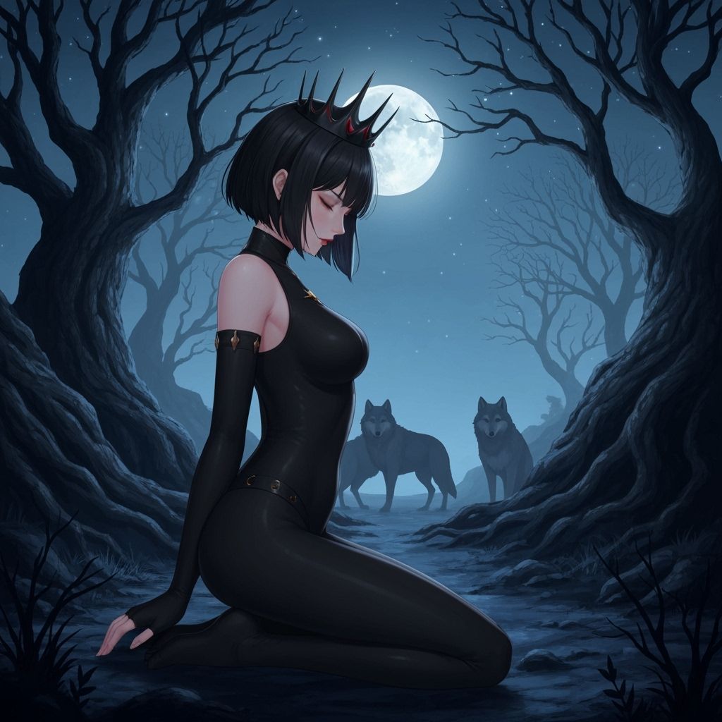 Anime Evil Queen Sleeping in Dark Forest