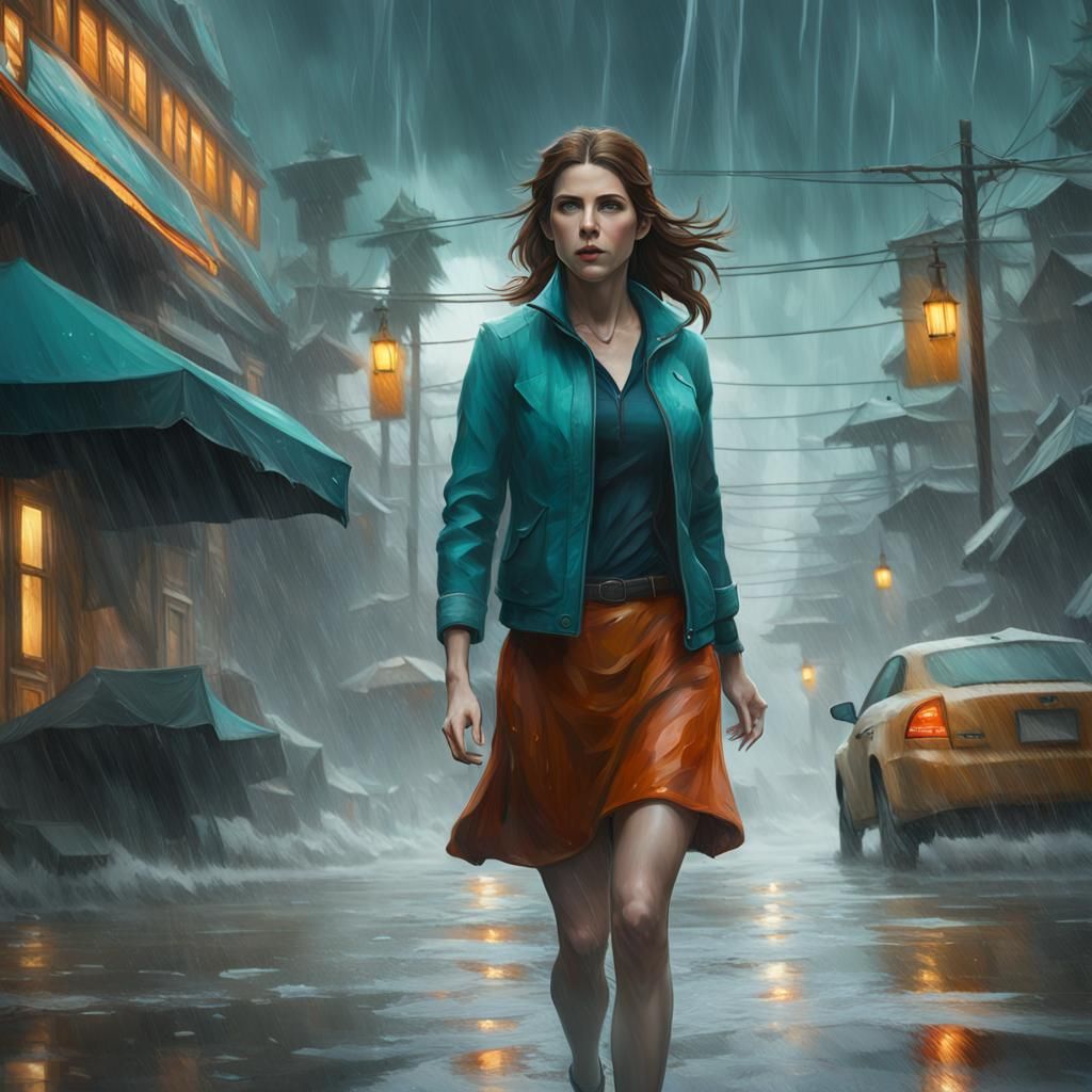 Meteorologist Reporting Hurricane in Florida, Hyperdetailed ...