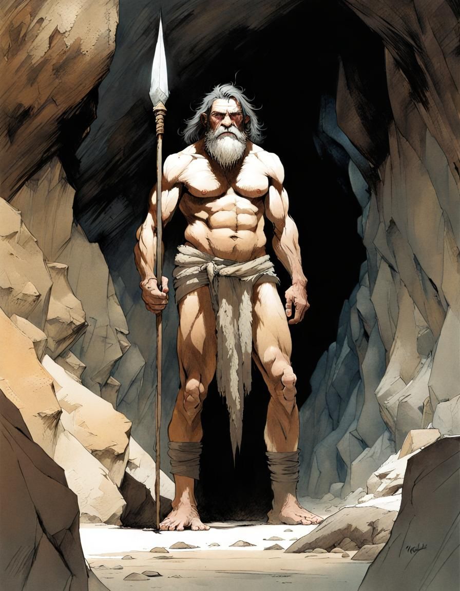 Caveman Portrait in Comic Book Style