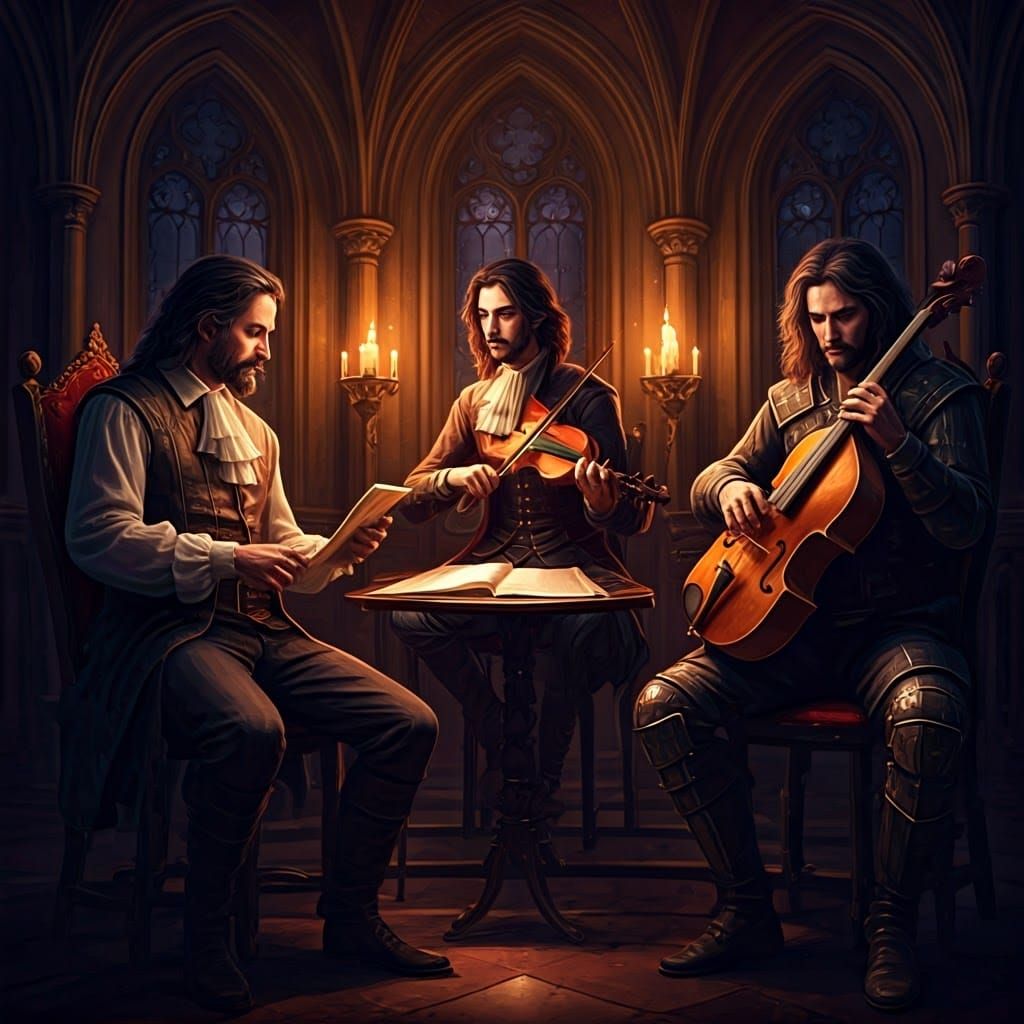 Baroque-Inspired Picasso Style Chamber of Musicians and Warr...