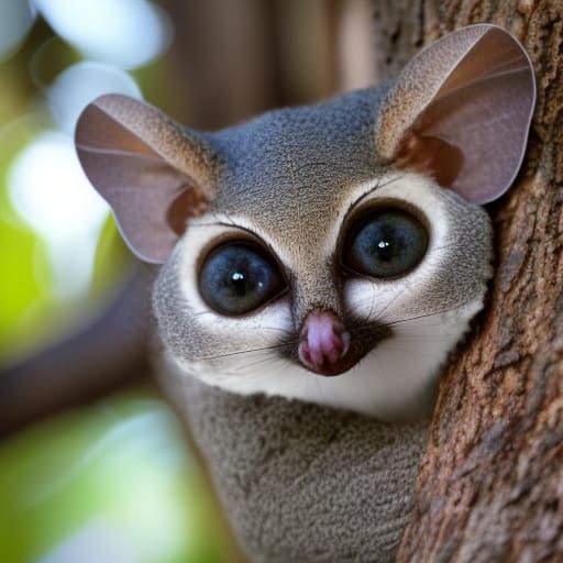 Bushbaby in Tree with Divine Sunshine