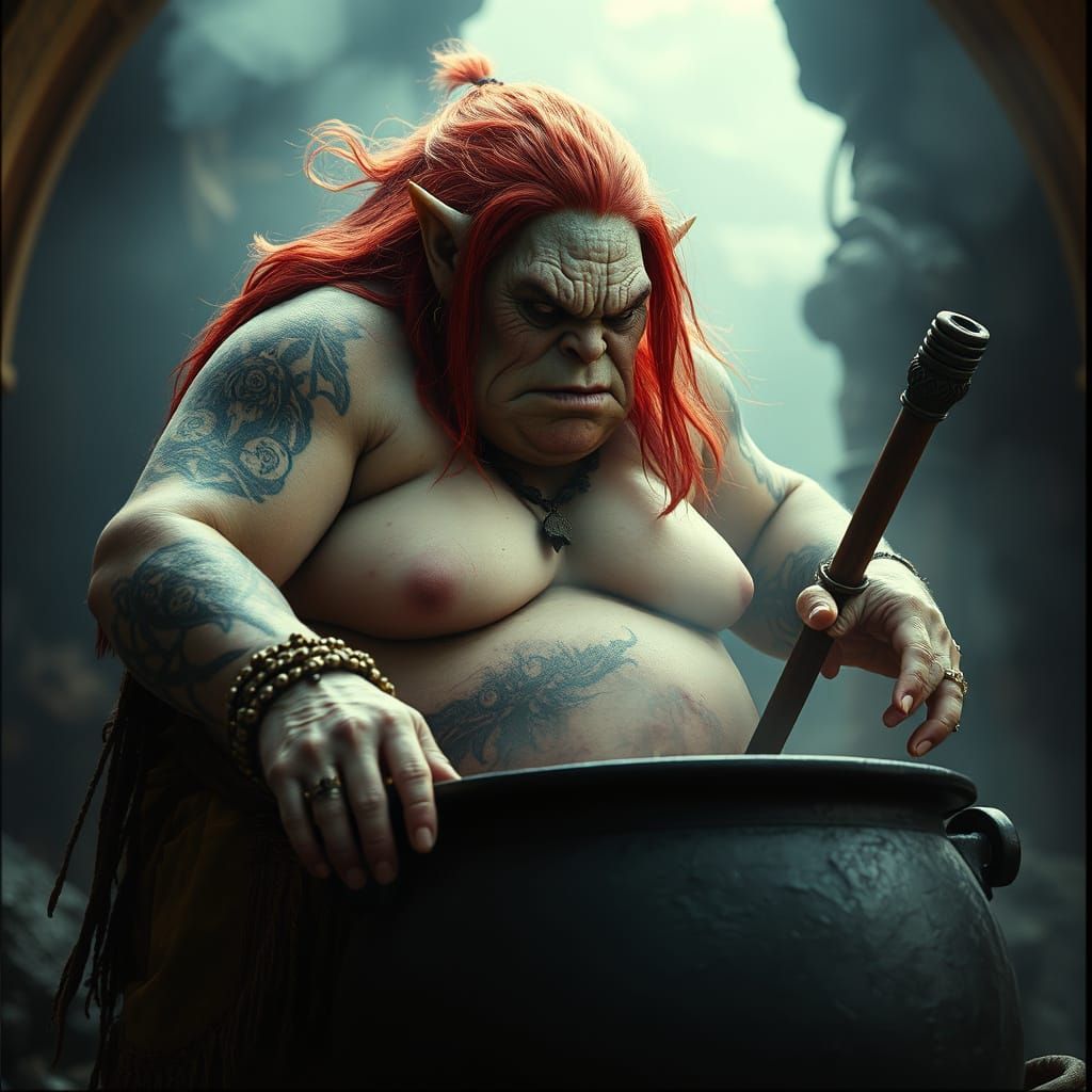 Surreal Shamaness Brews Dark Magic in a Gritty Fantasy Realm