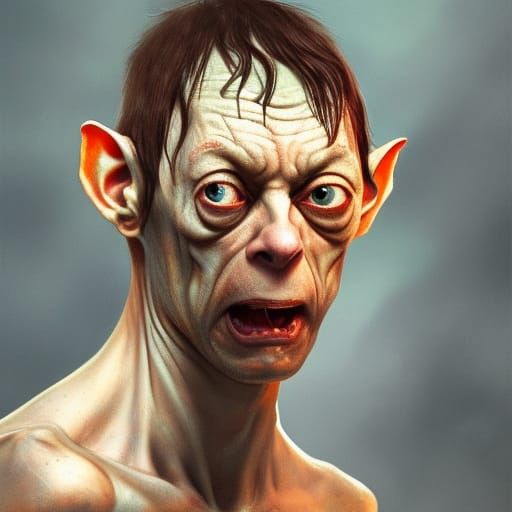 Gollum Portrait in Hyperdetailed Style