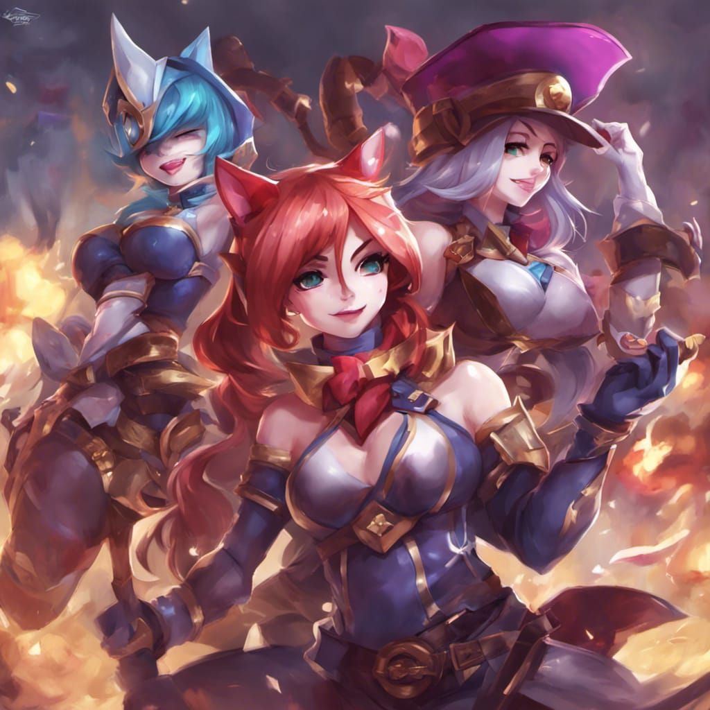 League of Legends Anime Art: Three Champions Posing