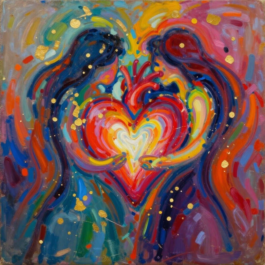 Abstract Expressionist Painting of Overwhelming Love