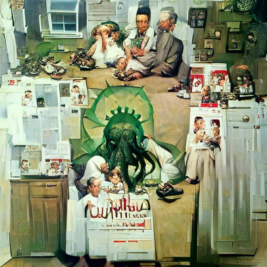Cthulhu Emerges: Americana Meets Lovecraft in Painting