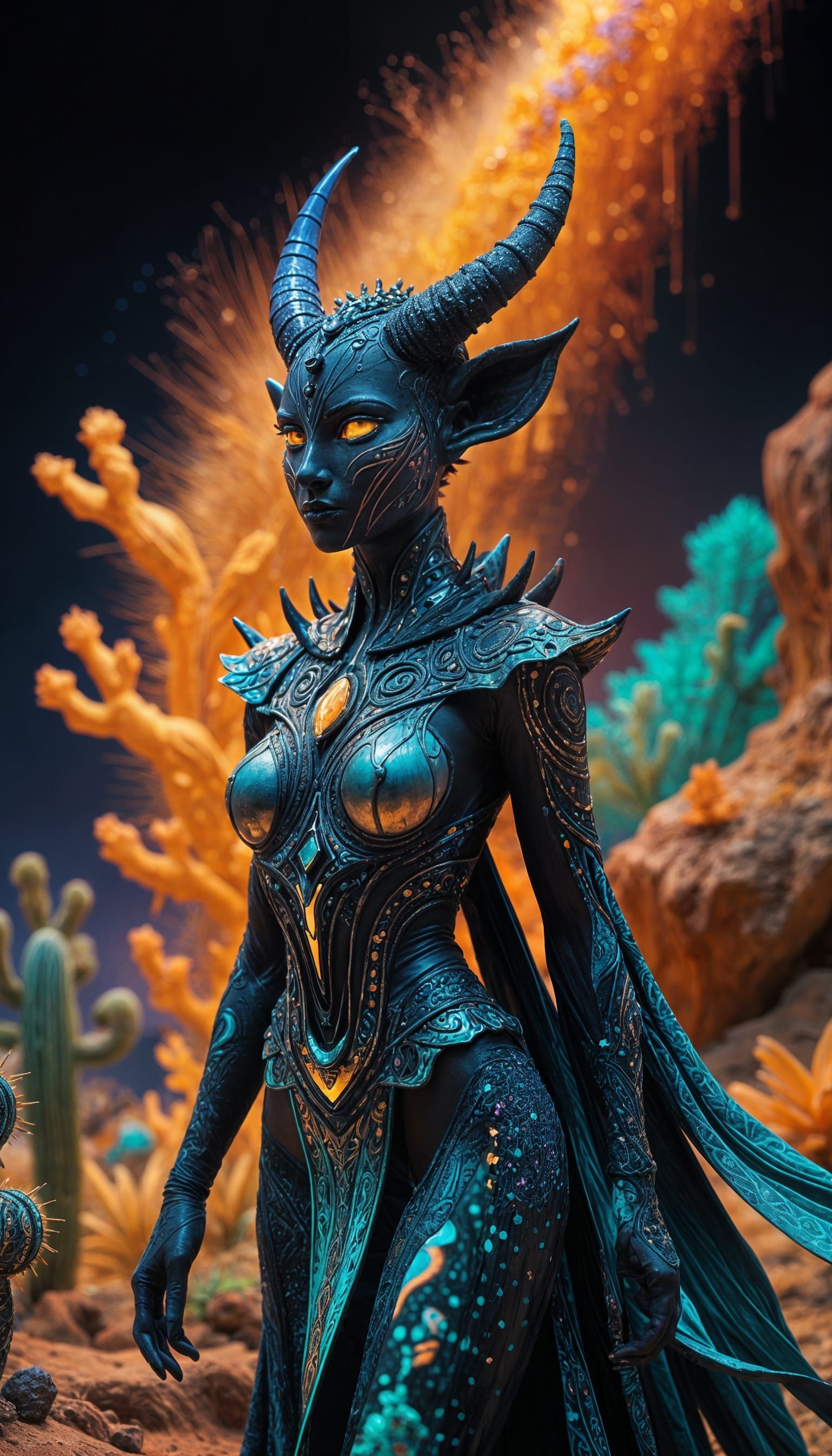 Enchanting Desert Tiefling Claymation Masterpiece