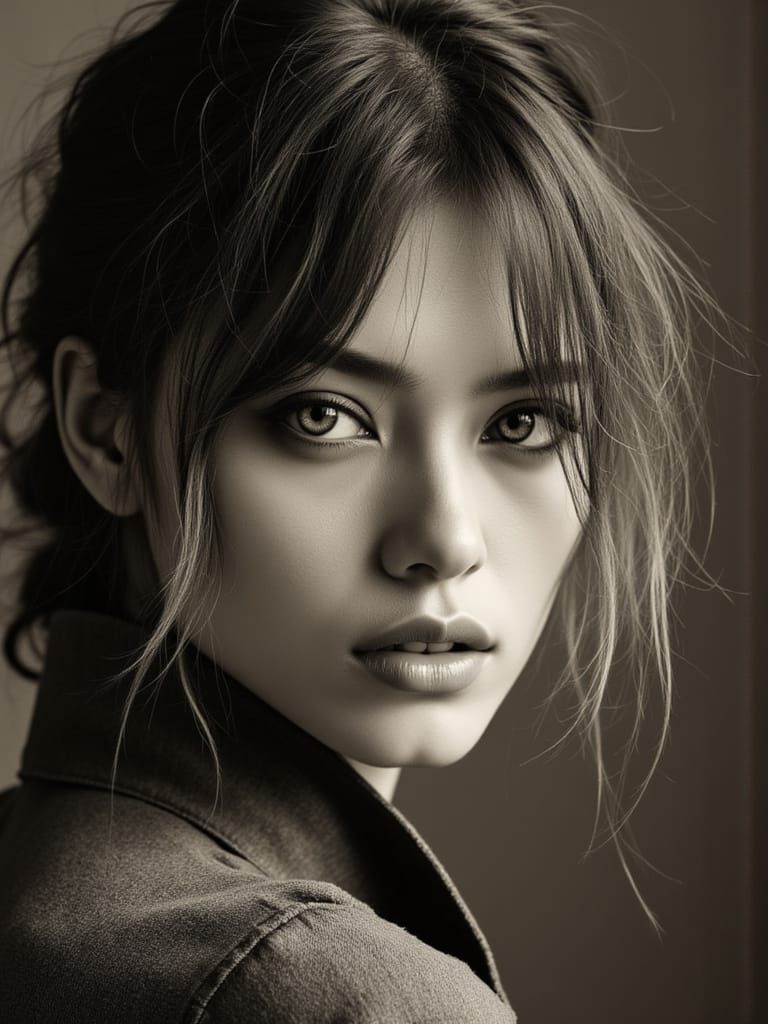 Surreal Portrait of a Confident Woman in a Sunlit Setting