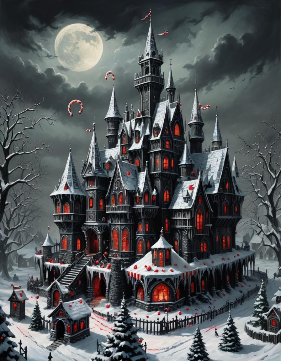 Gothic Candy Castle in Peppermint Winter Land