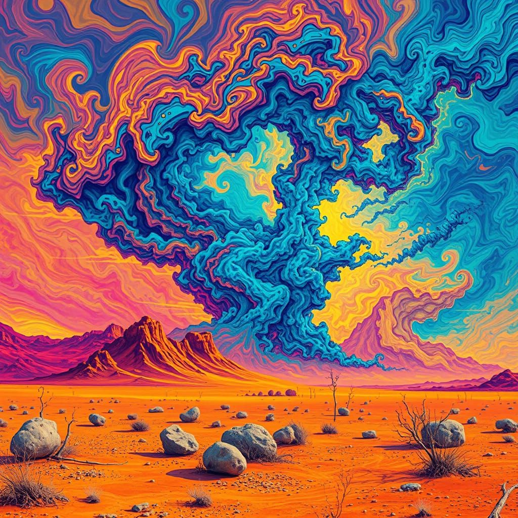 Vibrant Desert Storm Unfolds in Electric Blue