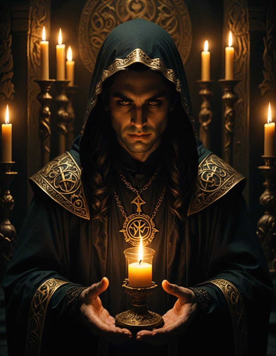 Luciferian Practitioner in Dark Fantasy Art