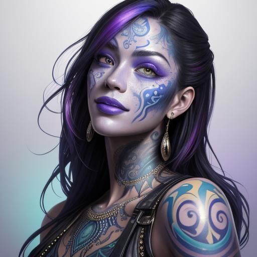 Vibrant Skin Art Portrait in Hyperrealistic Style