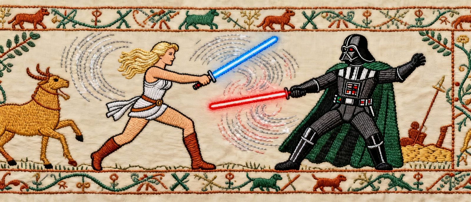 Britney Spears Fights Darth Vader in Bayeux Tapestry Style