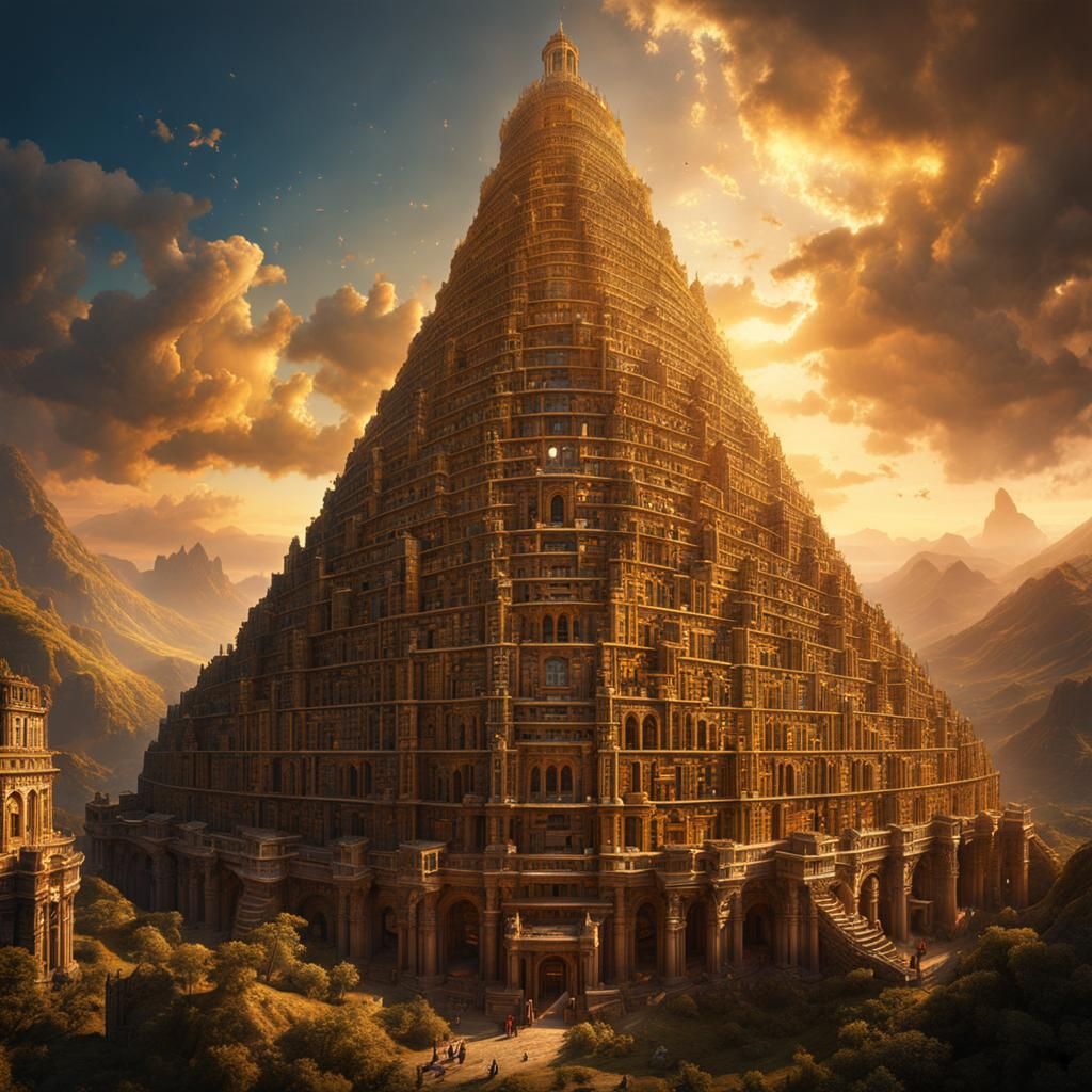 Tower of Babel Made of Words: Digital Matte Painting