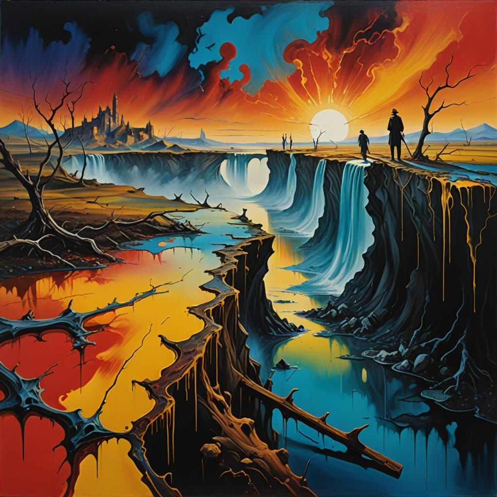 Melting Scythe Bridge in Dreamlike Surrealism