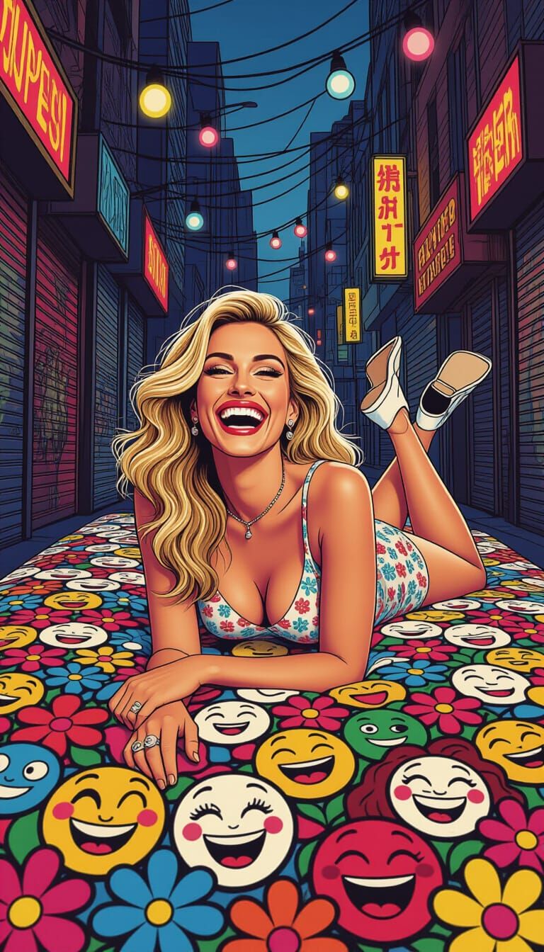 Julia Roberts Caricature in Urban Street Art Style