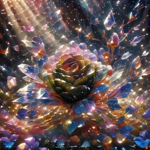 Crystal Flower in Watercolor with Ethereal Light