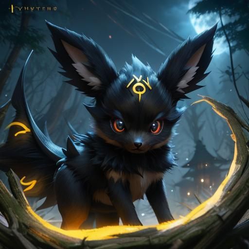 Umbreon Pokemon as Scary Monster Concept Art