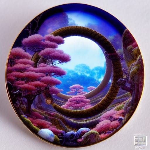 Sakura Landscape with Ouroboros in Japanese Park