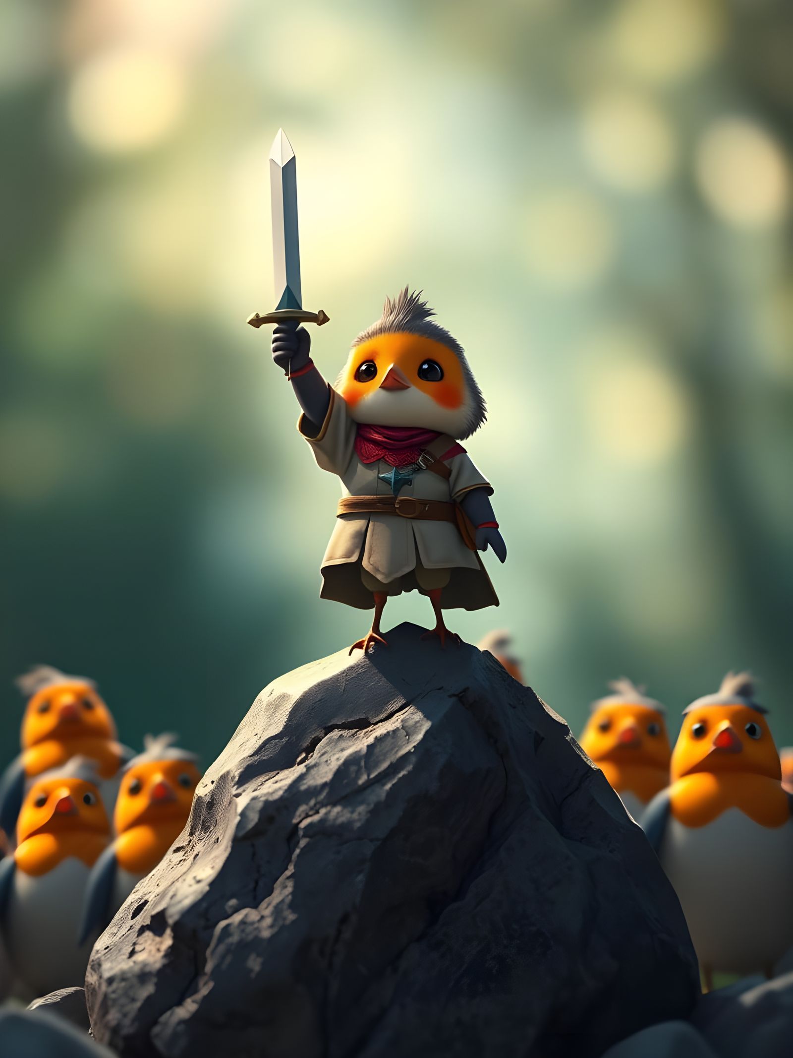 Chibi Robin Pulls Excalibur, Anime Style