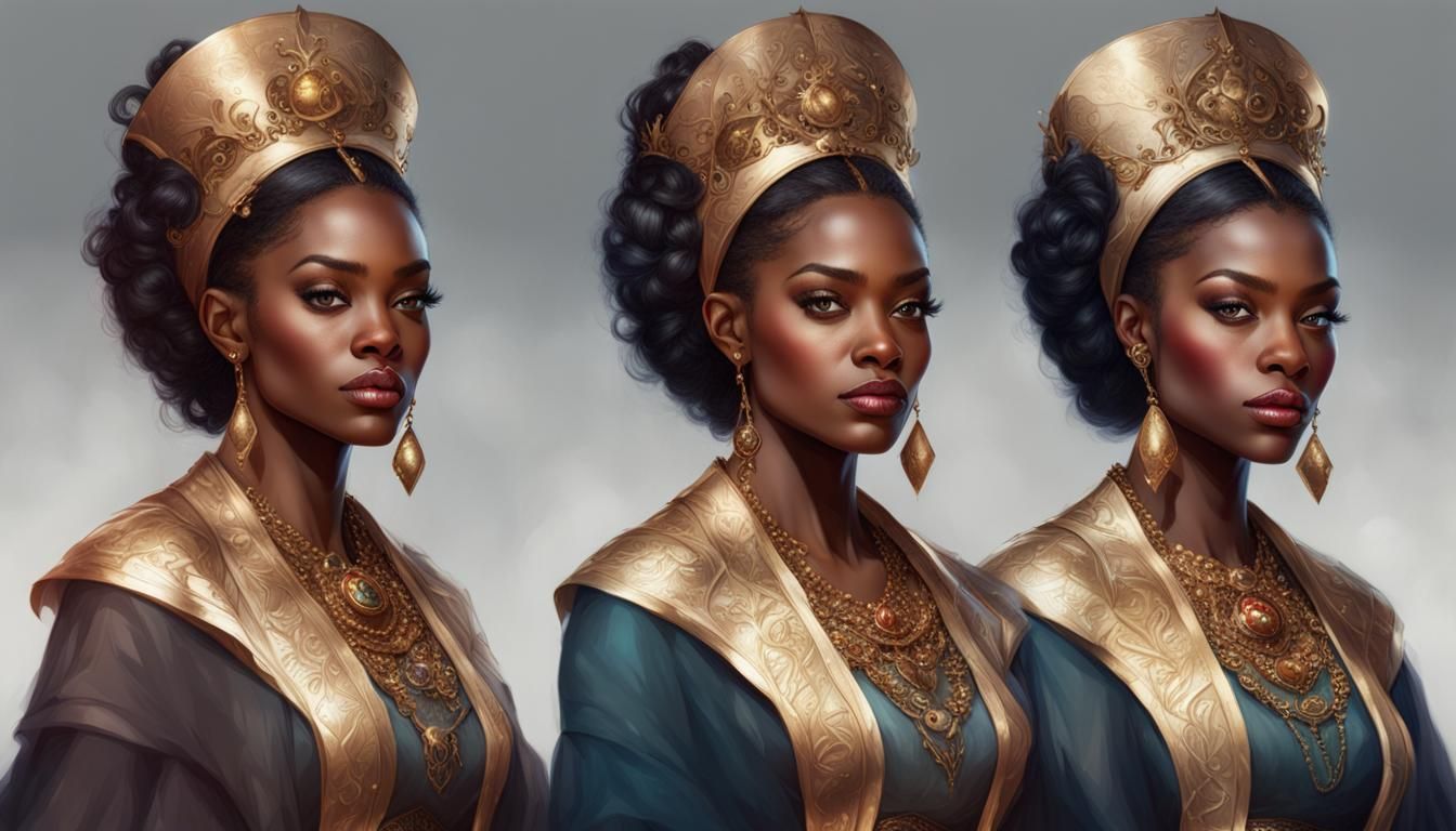 Christmas Portrait of Black Princess in Art Nouveau Style