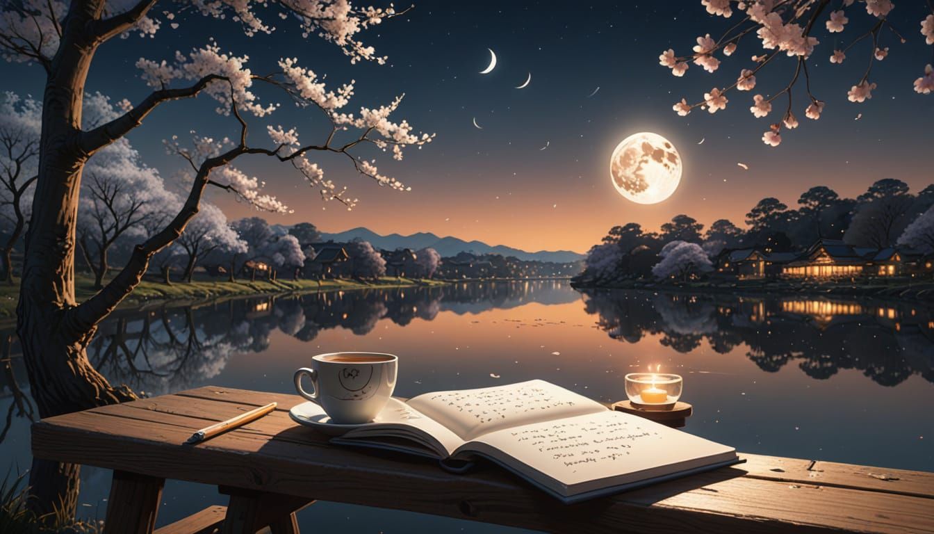 Moonlit Riverscape in Hyper-Realistic Digital Art