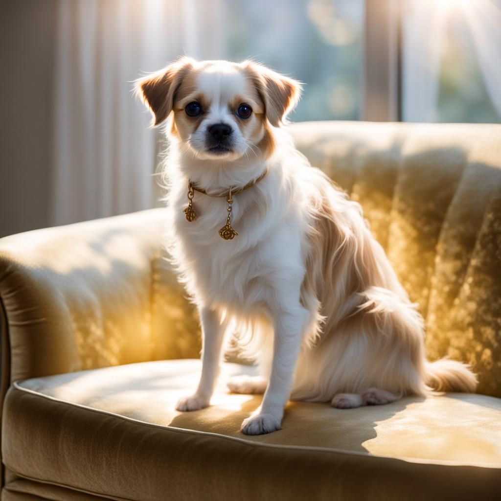 Tinkerbelle on Velvet Couch in Divine Light