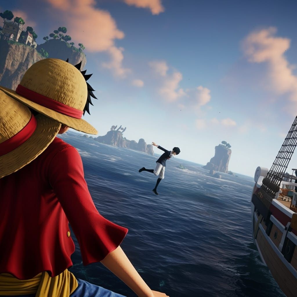 Luffy Reaches Out in Fantastical One Piece Seascape
