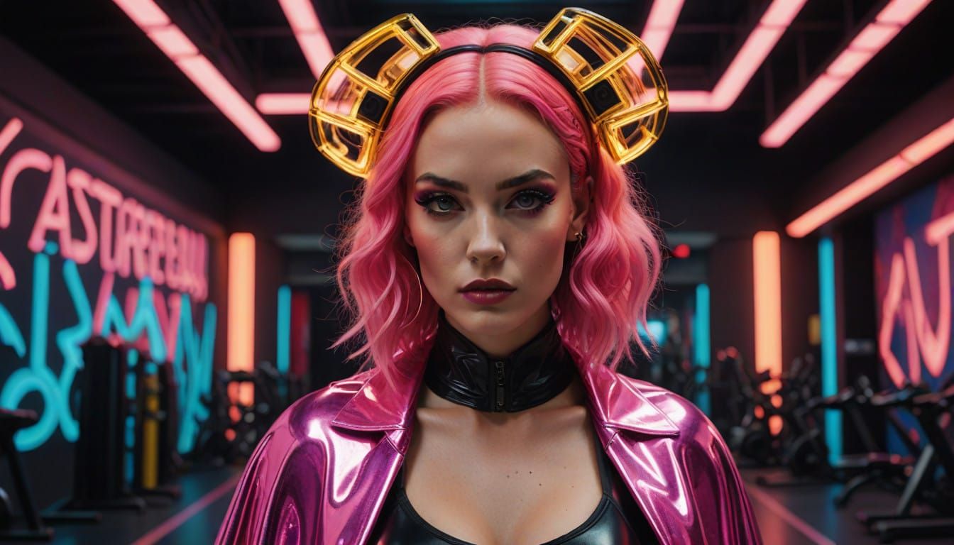 Neon Goddess in 80s Workout Style