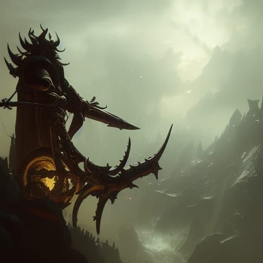 Detailed Warhorn in Dark Fantasy Style